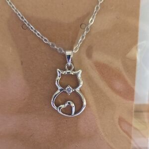 Silver Cat Pendant Necklace